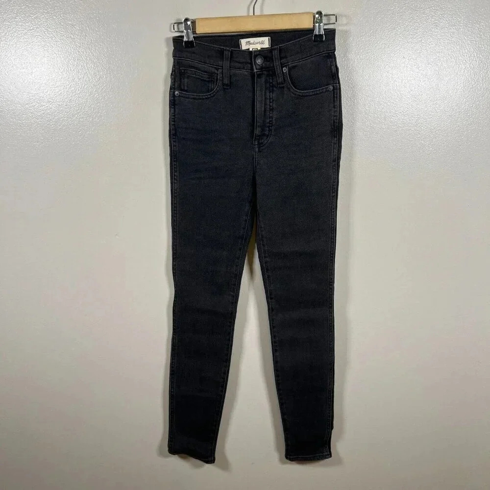 Madewell 10” High Rise Skinny Jeans Size 25 Faded Black Stretch Denim MA977